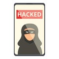 Hacked data icon cartoon vector. Cyber attack