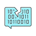 hacked password binary code color icon vector illustration