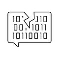 hacked password binary code line icon vector illustration