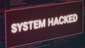 Hacked system alert message flashing on computer screen Royalty Free Stock Photo