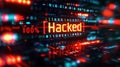 hacked text on Bits and bytes binary code on a dark background. Concept of hacking cybersecurity. ai generative Royalty Free Stock Photo