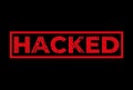 Red hacked text with grunge effect with frame