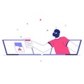 Hacker Stealing Digital Documents Through Laptops In Flat Vector Illustration Symbolizing Cyber Theft, Online Fraud, And
