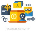 Hacker activity color icon. Cyber security concept