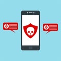 Alert notification on smartphone vector, malware concept, spam data, fraud internet error Royalty Free Stock Photo