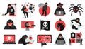 Hacker Activity Icons Set Royalty Free Stock Photo