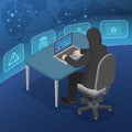 Hacker Activity Isometric Concept Royalty Free Stock Photo