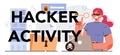 Hacker activity typographic header. Digital data protection and database