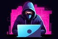 Hacker. Anonymous hacker. Hacker 2d illustration. Cyberspace.