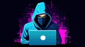 Hacker. Anonymous hacker. Hacker 2d illustration. Cyberspace.