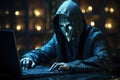 Hacker Anonymous man attack on cyber network generate with Ai.