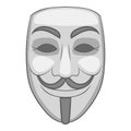 Hacker or anonymous mask icon, cartoon style