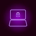 Hacker, antivirus icon in neon style. Can be used for web, logo, mobile app, UI, UX