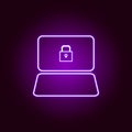 Hacker, antivirus icon in neon style. Can be used for web, logo, mobile app, UI, UX