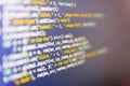 Hacker api text on the computer screen. Desktop PC monitor photo. Website programming code.