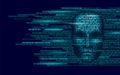 Hacker artificial intelligence robot danger dark face. Cyborg binary code head shadow online hack alert personal data Royalty Free Stock Photo