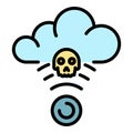 Hacker attack on the cloud icon color outline vector Royalty Free Stock Photo