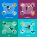 Hacker Attack Concept Banner Set 3d Isometric View. Vector Royalty Free Stock Photo