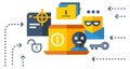 Hacker attack concept. Cyber crime color icon