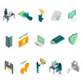 Hacker Attack Concept Icon Set 3d Isometric View. Vector Royalty Free Stock Photo
