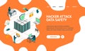 Hacker Attack Concept Landing Web Page 3d Isometric View. Vector Royalty Free Stock Photo