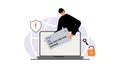 Hacker attack. Fraud with user data on social networks. Credit or debit card theft. Internet phishing, hacked username Royalty Free Stock Photo