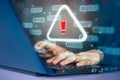 Hacker attack laptop computer with background icon binary, shield and padlock,concept preventing website attacks by keeping Royalty Free Stock Photo