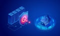 Hacker attacking server or database. Network security, Database secure and personal data protection. Royalty Free Stock Photo