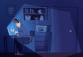 Hacker background. Online masked thief stealing money exact vector cartoon picture