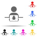 hacker with a beetle multi color style icon. Simple glyph, flat of cyber security icons for ui and ux, website or mobile