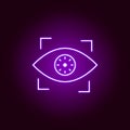 Hacker, biometric recognition icon in neon style. Can be used for web, logo, mobile app, UI, UX