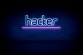 Hacker - blue neon announcement signboard