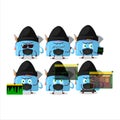 A Hacker blue pencil case character mascot with