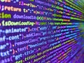 Hacker breaching net security. Developer working on program codes in office. Computer script typing work. Computing, cyberspace , Royalty Free Stock Photo