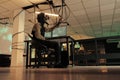 Hacker breaking into computer system in vr, hacking database Royalty Free Stock Photo