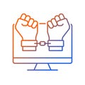 Hacker catching gradient linear vector icon