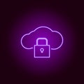 Hacker, cloud icon in neon style. Can be used for web, logo, mobile app, UI, UX