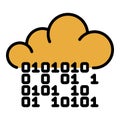 Hacker code in the cloud icon color outline vector