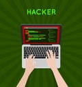 Hacker coding bug on laptop vector icon Royalty Free Stock Photo