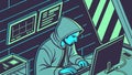 Hacker coding at computer, cyber security, digital crime, technology vector design Generative AI