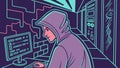 Hacker coding on computer, depicting cybersecurity and digital threat vector design Generative AI