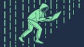 Hacker Coding on Laptop with Digital Rain Background, vector design Generative AI Royalty Free Stock Photo