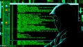 Hacker coding on screen, cyber security, data breach, computer code, digital threat, security, Stock Photo, Generative AI
