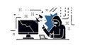 Hacker at Computer Depicting a Cyber Attack, vector design Generative AI Royalty Free Stock Photo