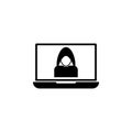 hacker on the computer icon. Element of cybersecurity icon for mobile concept and web apps. Glyph style hacker on the computer Royalty Free Stock Photo
