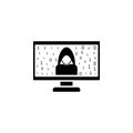 hacker on the computer icon. Element of cybersecurity icon for mobile concept and web apps. Glyph style hacker on the computer Royalty Free Stock Photo