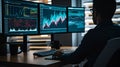 Hacker at the computer screens, hacking, dark web, IT Royalty Free Stock Photo