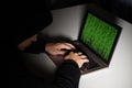 Hacker With Computers At Desk Royalty Free Stock Photo