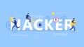 Hacker concept. Thiefs attack computer, steal personal data