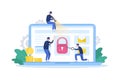 Hacker concept. Thiefs attack computer, steal personal data